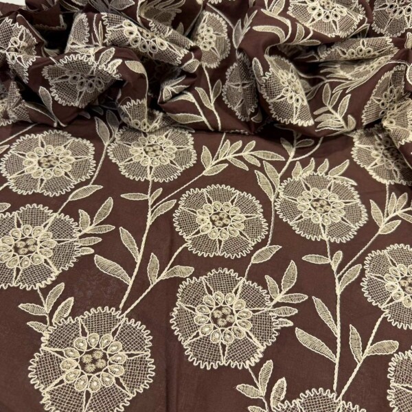 BORDADO FLORAL MARROM - CORDONÊ BORDADO FLORAL MARROM - CORDONÊ
