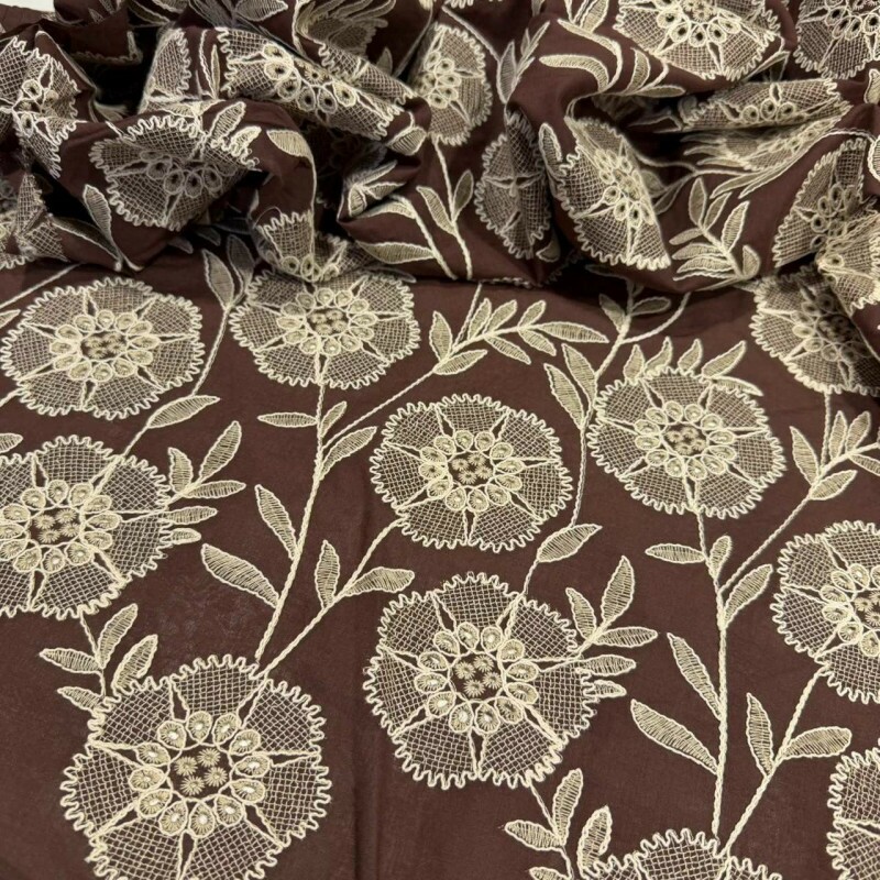 BORDADO FLORAL MARROM - CORDONÊ BORDADO FLORAL MARROM - CORDONÊ