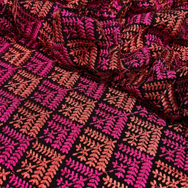 CHIFFON BORDADO PINK/LARANJA