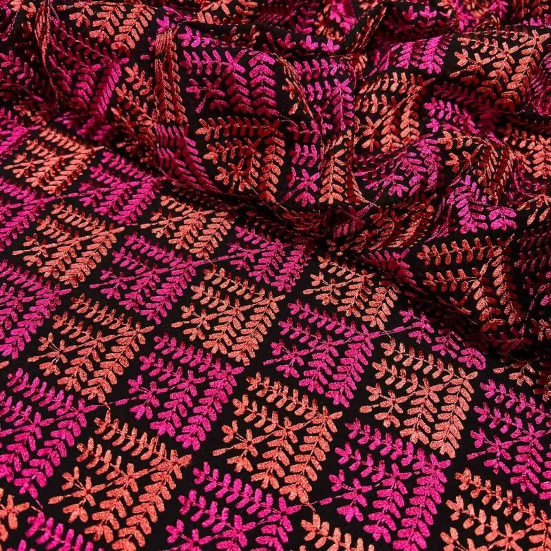 CHIFFON BORDADO PINK/LARANJA