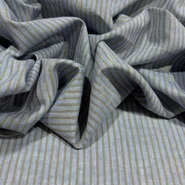 CAMBRAIA DE LINHO LISTRADA JEANS - FIO TINTO