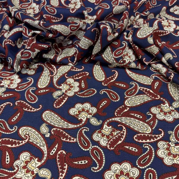 CAMBRAIA DE ALGODÃO - PAISLEY MARINHO CAMBRAIA DE ALGODÃO - PAISLEY MARINHO