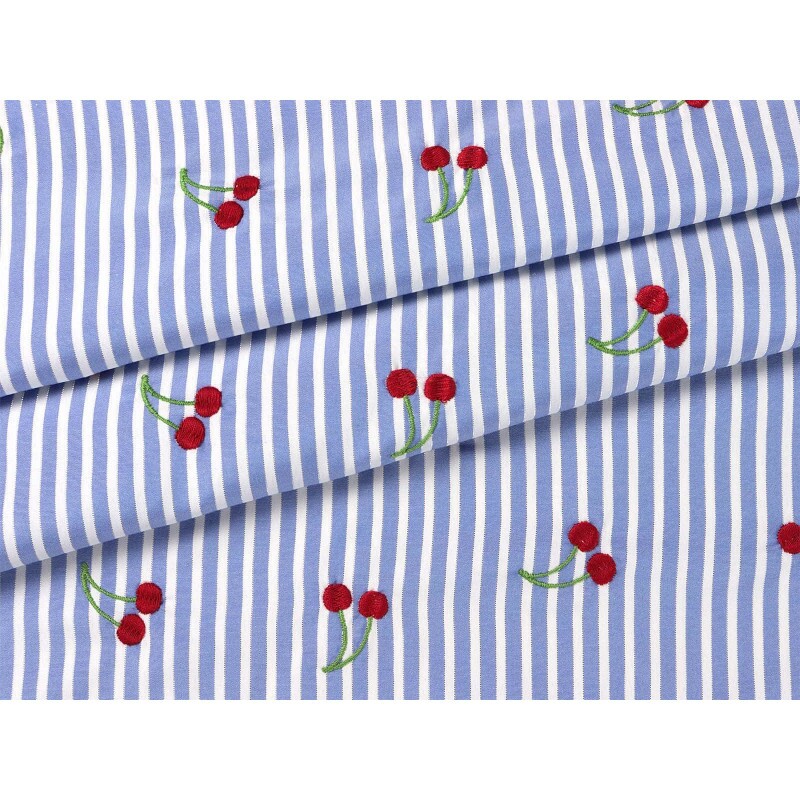 PRÉ VENDA - TRICOLINE BORDADA CHERRY AZUL PRÉ VENDA - TRICOLINE BORDADA CHERRY AZUL