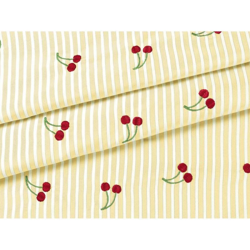 PRÉ VENDA - TRICOLINE BORDADA CHERRY AMARELO MANTEIGA PRÉ VENDA - TRICOLINE BORDADA CHERRY AMARELO MANTEIGA