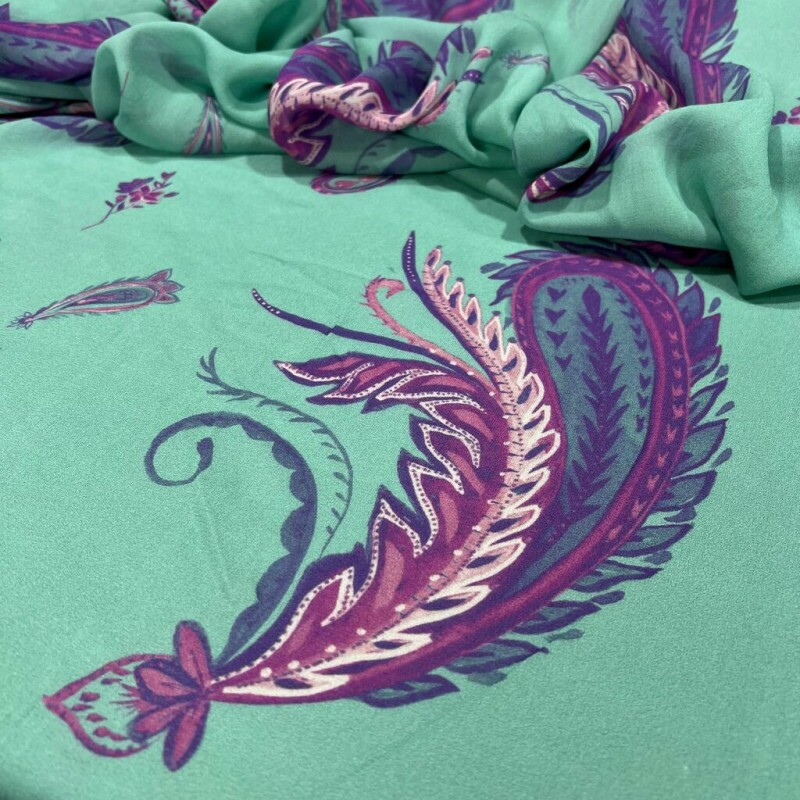 GEORGETTE DE VISCOSE -  PAISLEY LILÁS