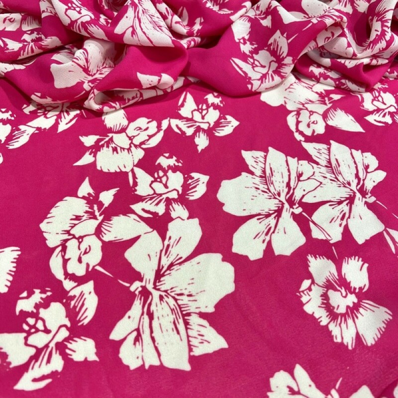GEORGETTE DE VISCOSE - FLORAL PINK