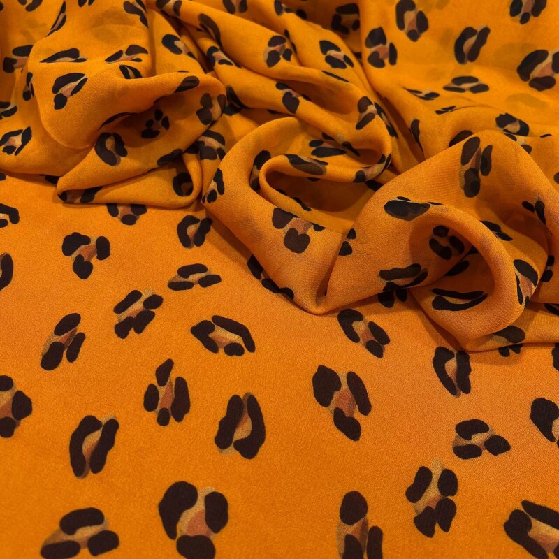 GEORGETTE DE VISCOSE -  ANIMAL PRINT OCRE