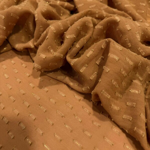 GEORGETTE DE VISCOSE CAMEL -  FILETADO DE LUREX