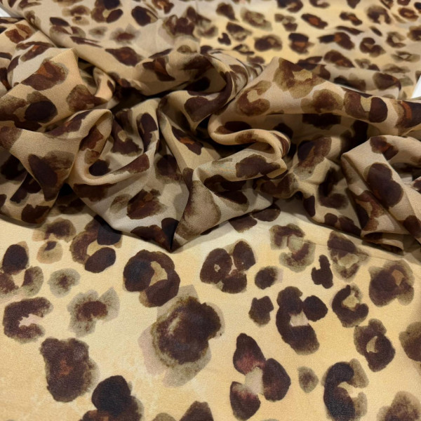 GEORGETTE DE VISCOSE - ANIMAL PRINT MARROM