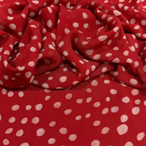 GEORGETTE DE VISCOSE - POÁ VERMELHO GEORGETTE DE VISCOSE - POÁ VERMELHO