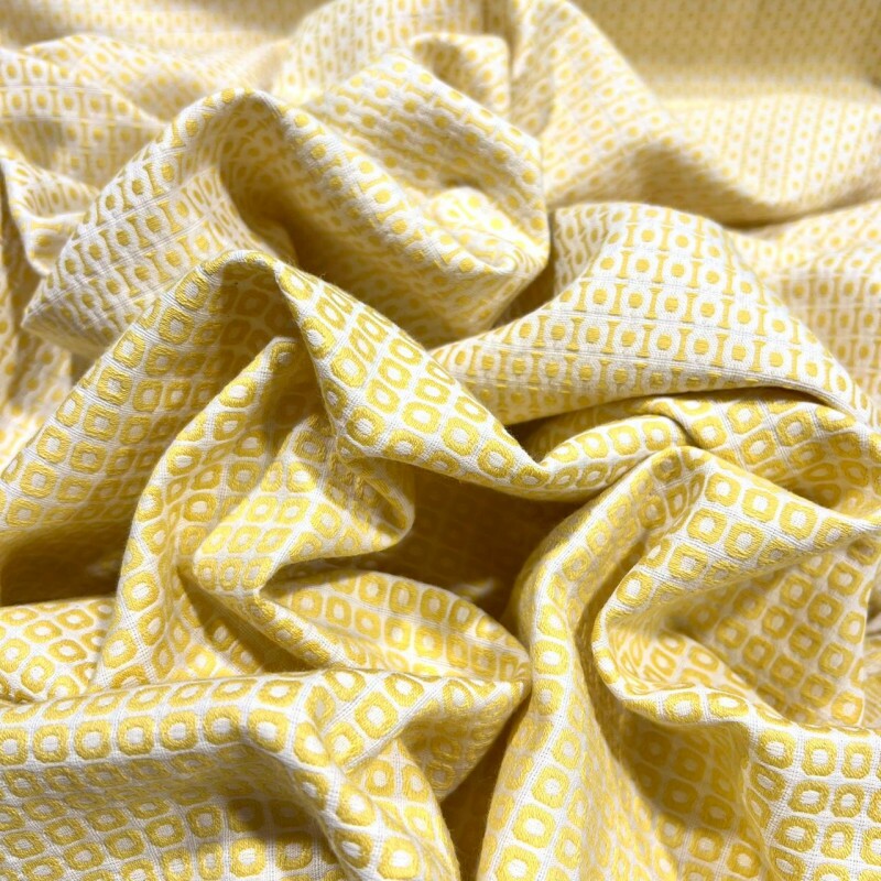 JACQUARD DE ALGODÃO DUPLA FACE - AMARELO MANTEIGA