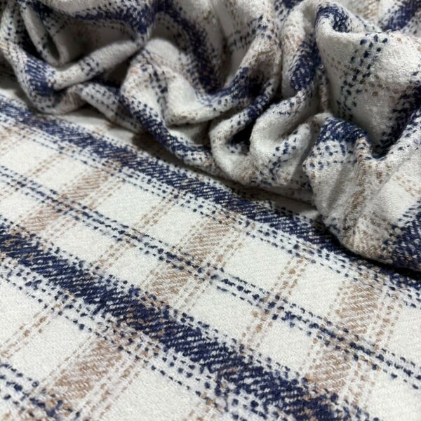 TWEED BOUCLÉ - XADREZ OFF MARINHO E BEGE