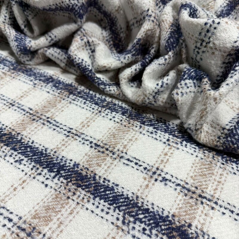 TWEED BOUCLÉ - XADREZ OFF MARINHO E BEGE