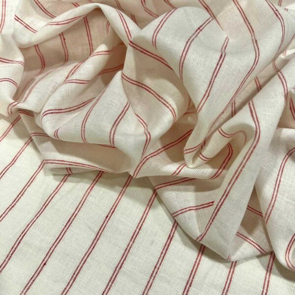 CAMBRAIA DE LINHO LISTRA VERMELHA  - FIO TINTO