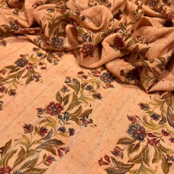 VISCOSE FLORAL PAPAIA - FILETADO DE LUREX