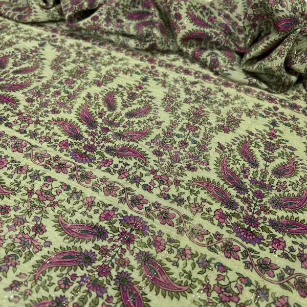 VISCOSE PAISLEY VERDE/ROSA  - FILETADO DE LUREX