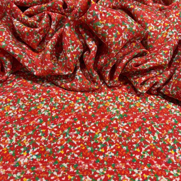 VISCOSE MINI FLORAL ESTILIZADO - FILETADO DE LUREX