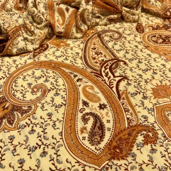 VISCOSE PAISLEY CARAMELO - FILETADO DE LUREX