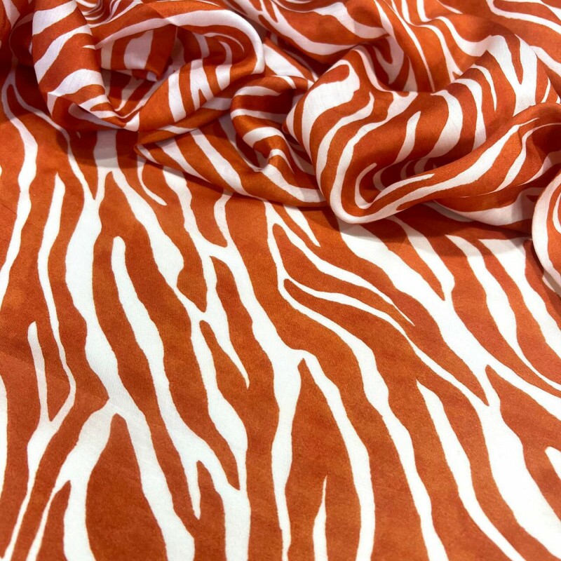VISCOSE com SEDA ANIMAL PRINT - OCRE